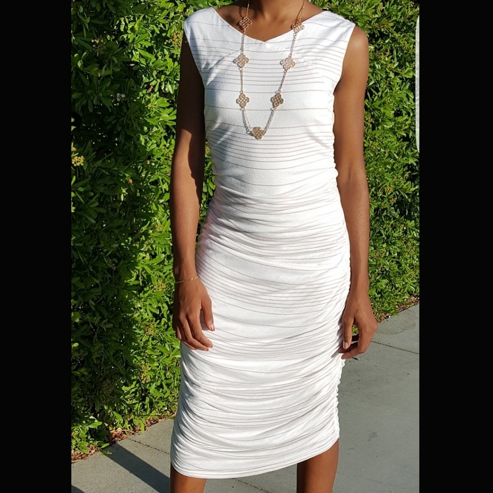 NWT Come N See Striped Draped Dress Pink & White